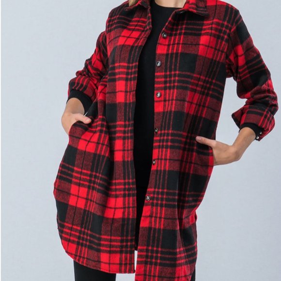 Red Plaid Boutique Shacket - Picture 2 of 2